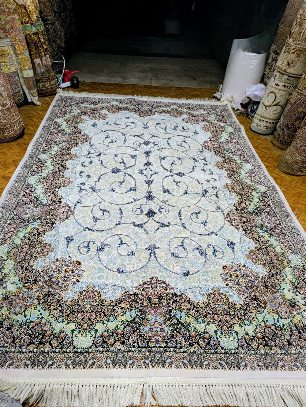 Pressed Silk Iranian Rug - like New