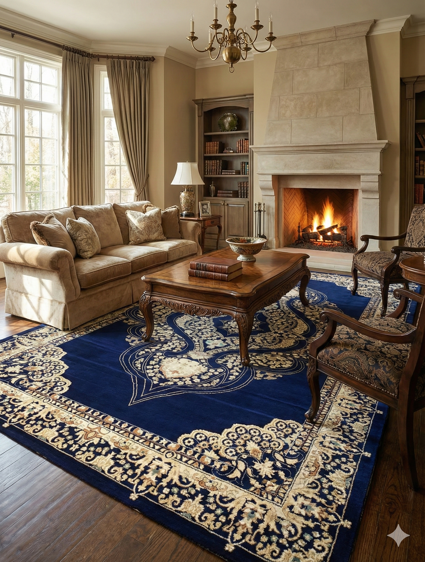 Royal Navy Wool Rug – Extra Thick, Like New