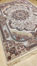 Pre-owned Luxury Iranian Beige & Havana Rug – like New