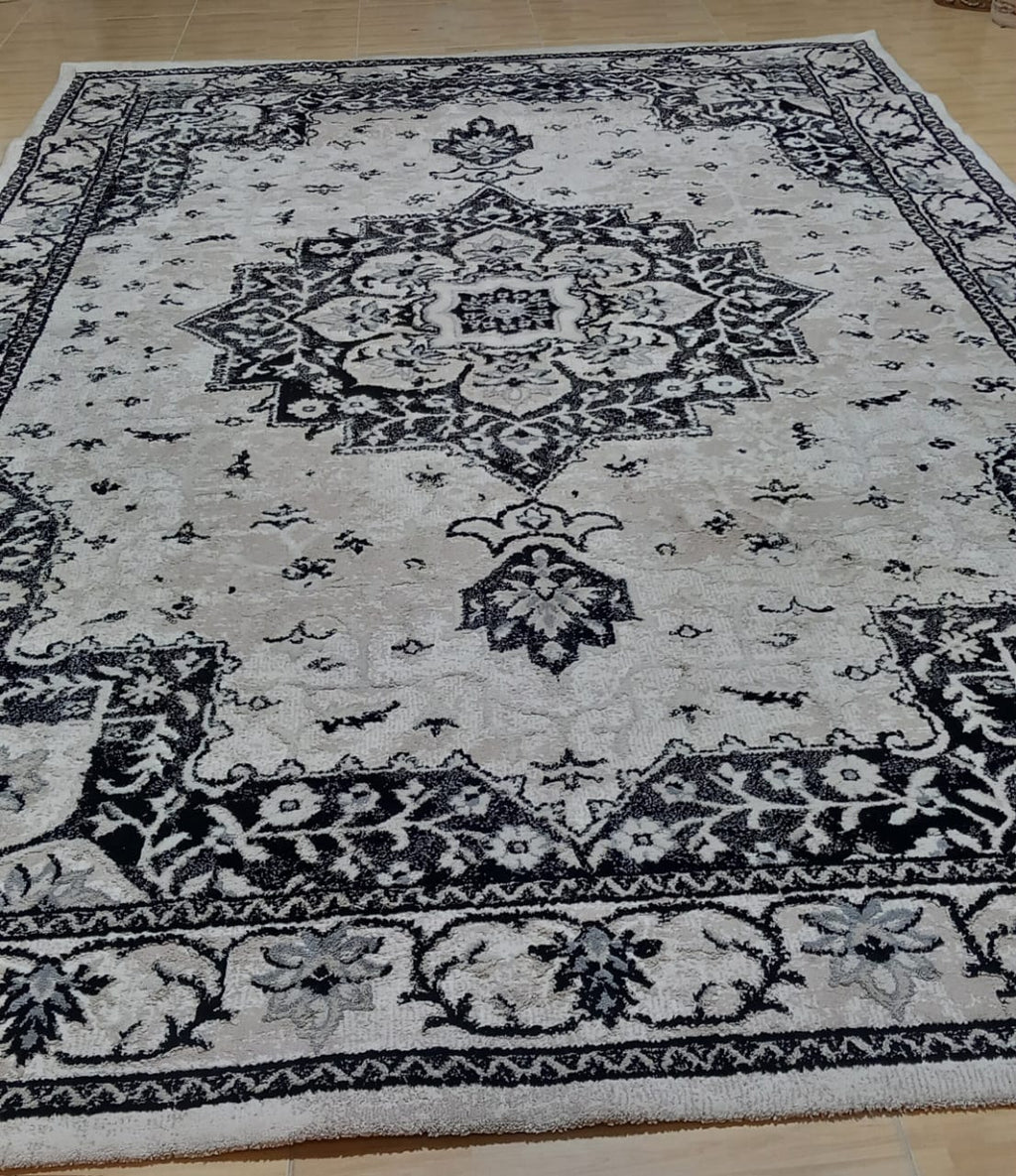 Luxury Cotton-on-Silk Embossed Rug - like New