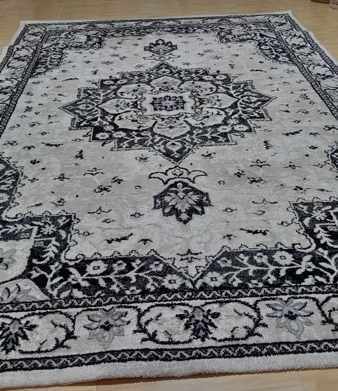 Luxury Cotton-on-Silk Embossed Rug - like New