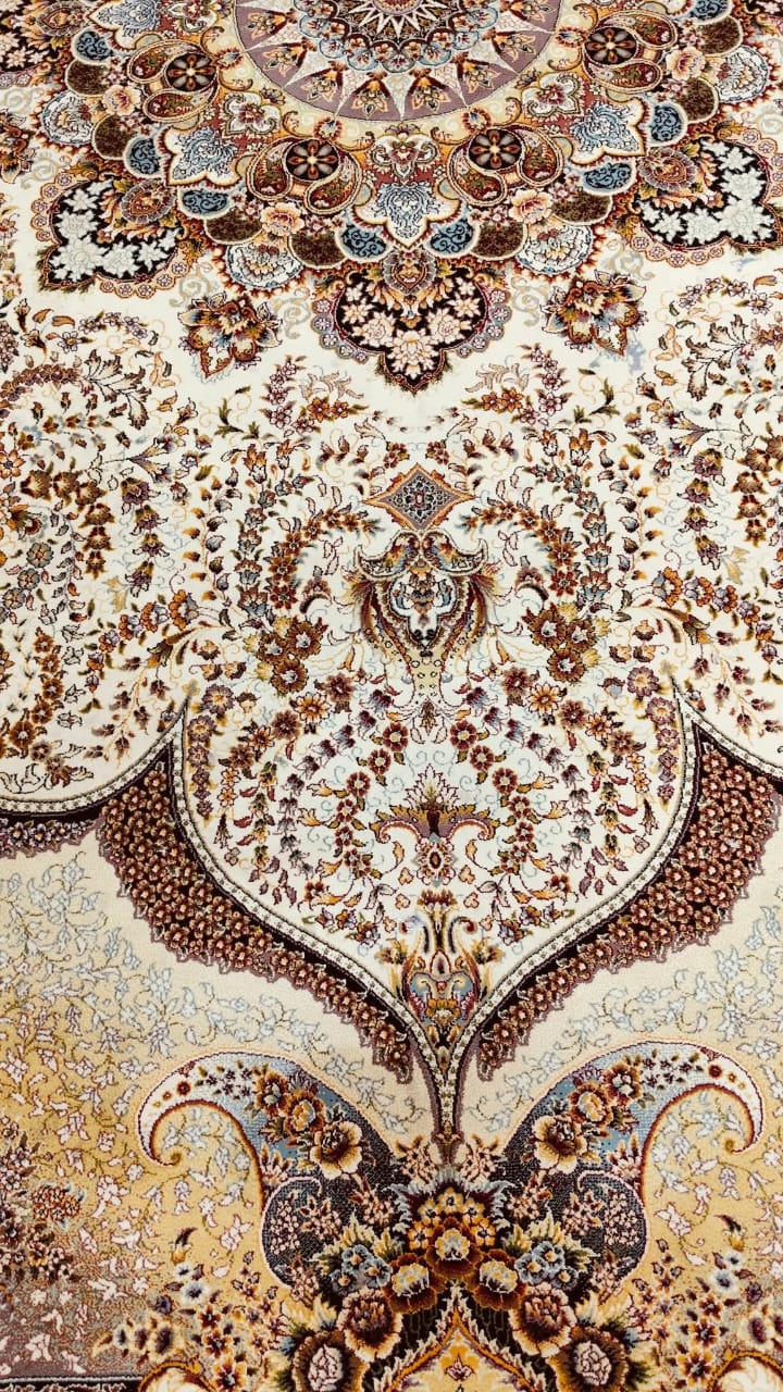 Luxury Iranian Beige & Havana Rug – (pre_Owend) like New