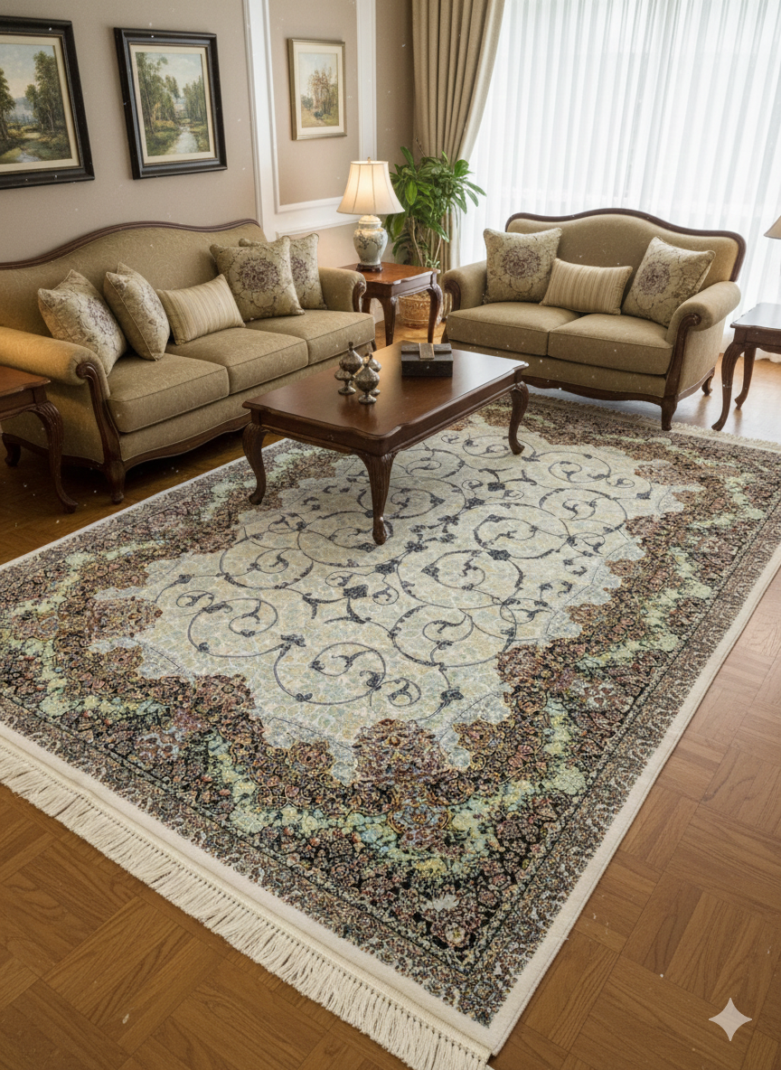 Pressed Silk Iranian Rug - like New